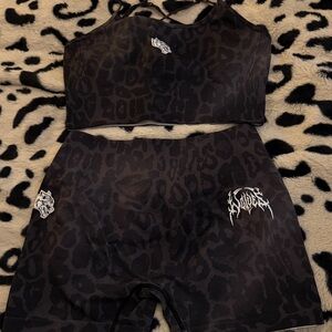 Darc Sport Black Leopard Sports Bra Set